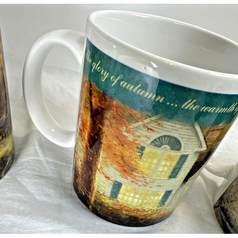 Vintage Thomas Kinkade Four Seasons Mug Set of 4 Complete Collection NOS - Picture 5 of 16